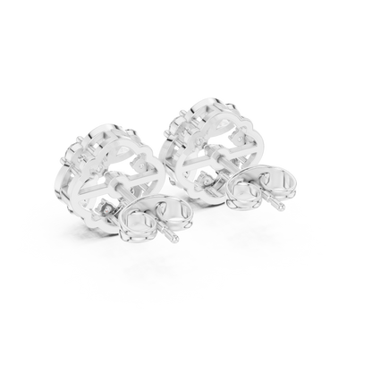 Trending Diamond Stud Earrings – Floral Cluster Design in Silver - 5-Petal Diamond Flower Stud Earrings – Modern Luxury Jewellery