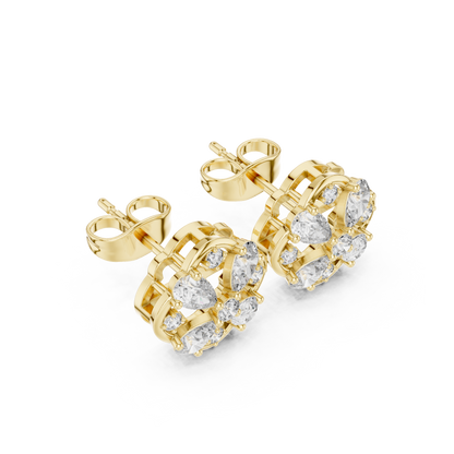 Trending Diamond Stud Earrings – Floral Cluster Design in Silver - 5-Petal Diamond Flower Stud Earrings – Modern Luxury Jewellery