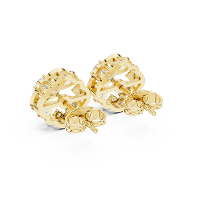 Trending Diamond Stud Earrings – Floral Cluster Design in Silver - 5-Petal Diamond Flower Stud Earrings – Modern Luxury Jewellery