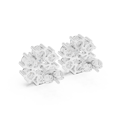 Shining Diamond Cluster Stud Earrings – Gift for Wife / Girlfriend - Diamond Flower Stud Earrings – Dainty Diamond Flower Stud Earrings – Office & Casual Wear