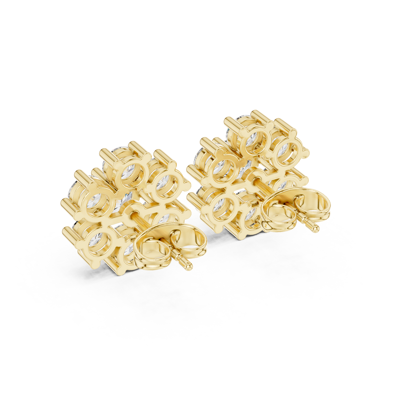 Shining Diamond Cluster Stud Earrings – Gift for Wife / Girlfriend - Diamond Flower Stud Earrings – Dainty Diamond Flower Stud Earrings – Office & Casual Wear