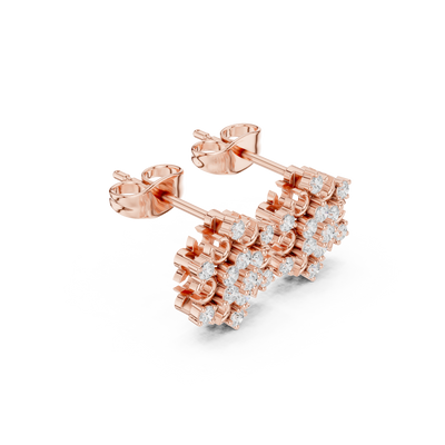 Traditional Diamond Stud Earrings – Indian Wedding Jewelry - Super Sparkle Diamond Cluster Studs – Anniversary Special