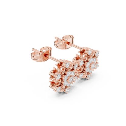 Traditional Diamond Stud Earrings – Indian Wedding Jewelry - Super Sparkle Diamond Cluster Studs – Anniversary Special