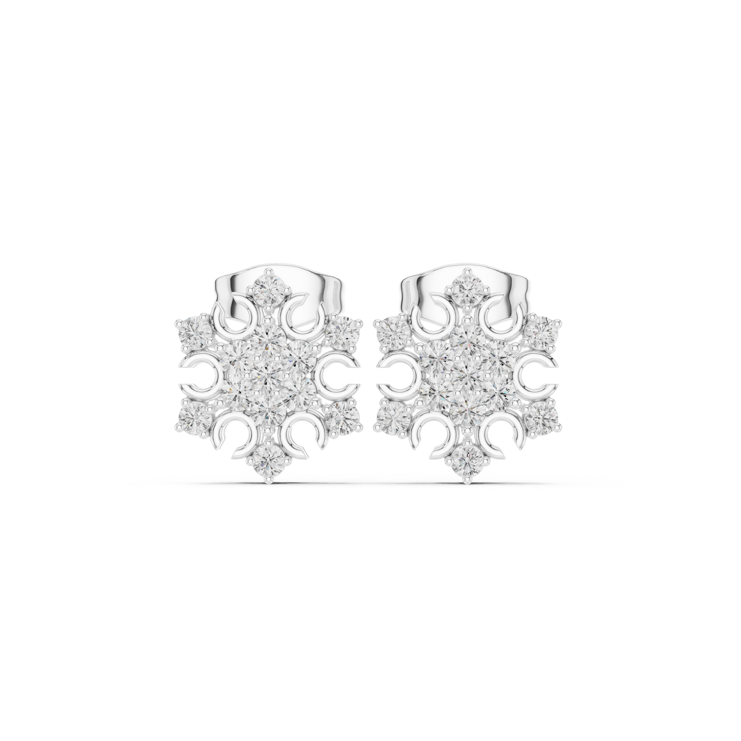 Traditional Diamond Stud Earrings – Indian Wedding Jewelry - Super Sparkle Diamond Cluster Studs – Anniversary Special