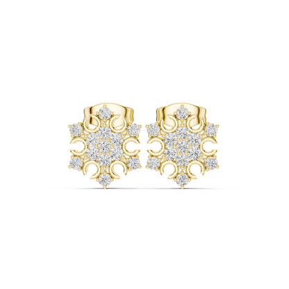 Traditional Diamond Stud Earrings – Indian Wedding Jewelry - Super Sparkle Diamond Cluster Studs – Anniversary Special