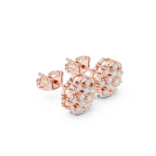 Latest Diamond Cluster Stud Earrings – Trending Floral Jewelry Design - Sparkling Diamond Flower Studs – Small Yet Heavy Look