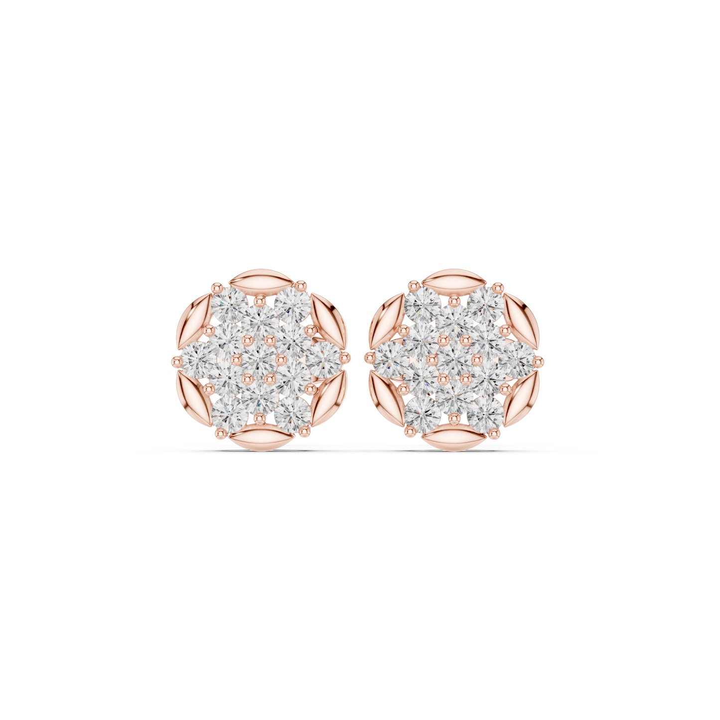 Latest Diamond Cluster Stud Earrings – Trending Floral Jewelry Design - Sparkling Diamond Flower Studs – Small Yet Heavy Look