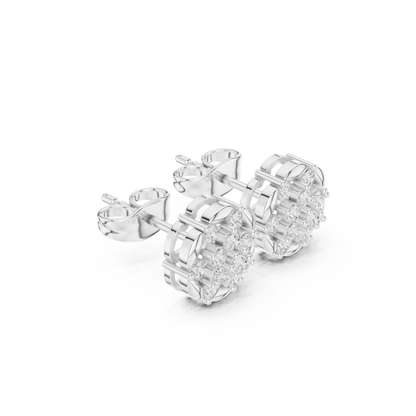 Latest Diamond Cluster Stud Earrings – Trending Floral Jewelry Design - Sparkling Diamond Flower Studs – Small Yet Heavy Look