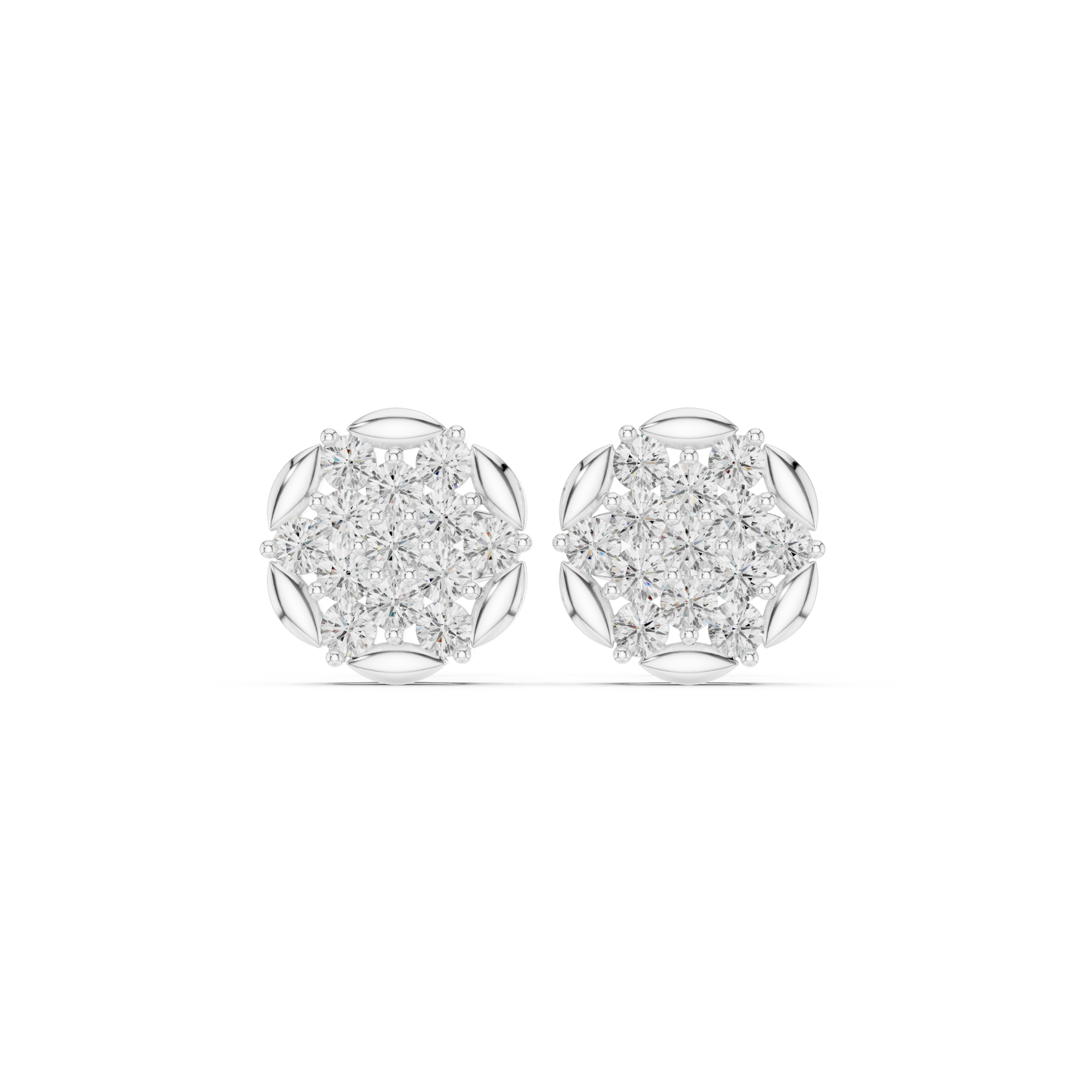 Latest Diamond Cluster Stud Earrings – Trending Floral Jewelry Design - Sparkling Diamond Flower Studs – Small Yet Heavy Look