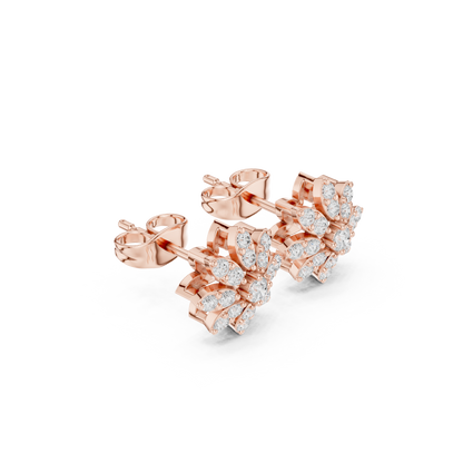 Dazzling Floral Diamond Cluster Stud Earrings for Women – Luxury Flower Design - Cute Mini Flower Diamond Stud Earrings – Everyday Luxury Sparkle