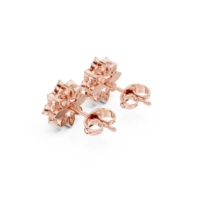 Dazzling Floral Diamond Cluster Stud Earrings for Women – Luxury Flower Design - Cute Mini Flower Diamond Stud Earrings – Everyday Luxury Sparkle