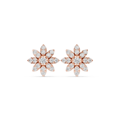Dazzling Floral Diamond Cluster Stud Earrings for Women – Luxury Flower Design - Cute Mini Flower Diamond Stud Earrings – Everyday Luxury Sparkle