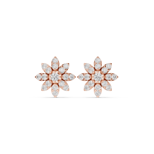 Dazzling Floral Diamond Cluster Stud Earrings for Women – Luxury Flower Design - Cute Mini Flower Diamond Stud Earrings – Everyday Luxury Sparkle