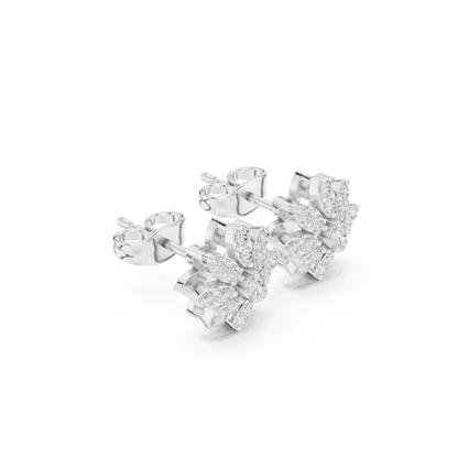 Dazzling Floral Diamond Cluster Stud Earrings for Women – Luxury Flower Design - Cute Mini Flower Diamond Stud Earrings – Everyday Luxury Sparkle