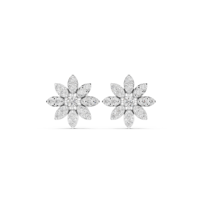 Dazzling Floral Diamond Cluster Stud Earrings for Women – Luxury Flower Design - Cute Mini Flower Diamond Stud Earrings – Everyday Luxury Sparkle