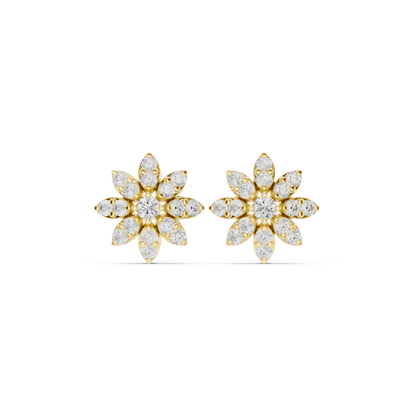 Dazzling Floral Diamond Cluster Stud Earrings for Women – Luxury Flower Design - Cute Mini Flower Diamond Stud Earrings – Everyday Luxury Sparkle