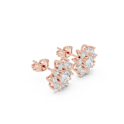 Parisian High Jewelry Stud Earrings – Diamond Blossom Cluster - Heritage Diamond Flower Cluster Studs – Timeless High-Jewelry Design