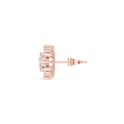 Parisian High Jewelry Stud Earrings – Diamond Blossom Cluster - Heritage Diamond Flower Cluster Studs – Timeless High-Jewelry Design