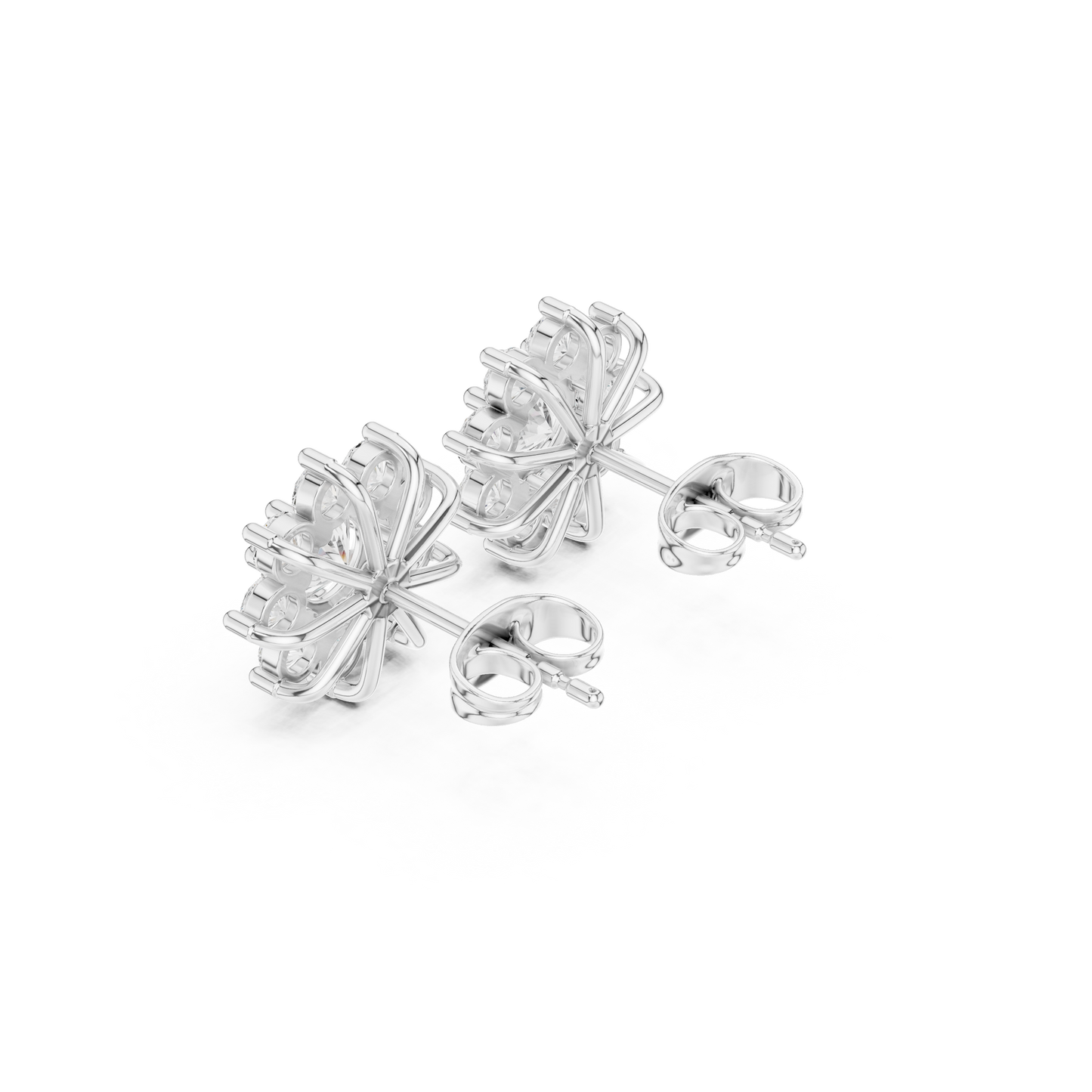 Parisian High Jewelry Stud Earrings – Diamond Blossom Cluster - Heritage Diamond Flower Cluster Studs – Timeless High-Jewelry Design