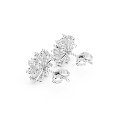 Parisian High Jewelry Stud Earrings – Diamond Blossom Cluster - Heritage Diamond Flower Cluster Studs – Timeless High-Jewelry Design