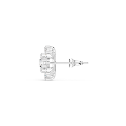 Parisian High Jewelry Stud Earrings – Diamond Blossom Cluster - Heritage Diamond Flower Cluster Studs – Timeless High-Jewelry Design