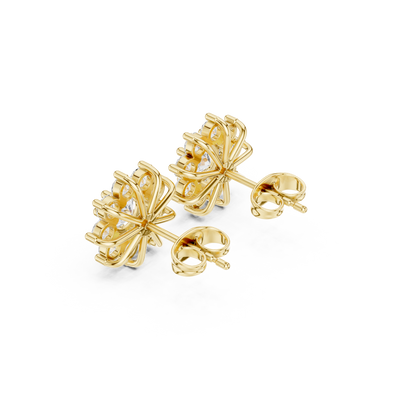 Parisian High Jewelry Stud Earrings – Diamond Blossom Cluster - Heritage Diamond Flower Cluster Studs – Timeless High-Jewelry Design