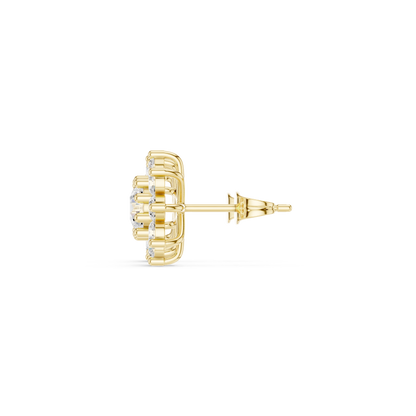 Parisian High Jewelry Stud Earrings – Diamond Blossom Cluster - Heritage Diamond Flower Cluster Studs – Timeless High-Jewelry Design