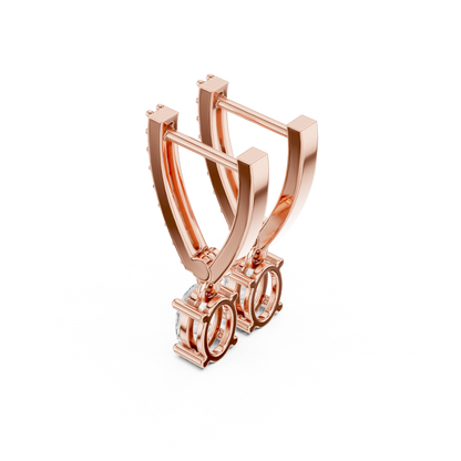 Oval Cut Drop Diamond Earrings in 925 Sterling Silver – Dangle Huggie Style - Moissanite Oval Drop Earrings for Women – Sparkling Huggie Dangles