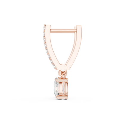 Oval Cut Drop Diamond Earrings in 925 Sterling Silver – Dangle Huggie Style - Moissanite Oval Drop Earrings for Women – Sparkling Huggie Dangles