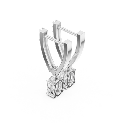 Oval Cut Drop Diamond Earrings in 925 Sterling Silver – Dangle Huggie Style - Moissanite Oval Drop Earrings for Women – Sparkling Huggie Dangles