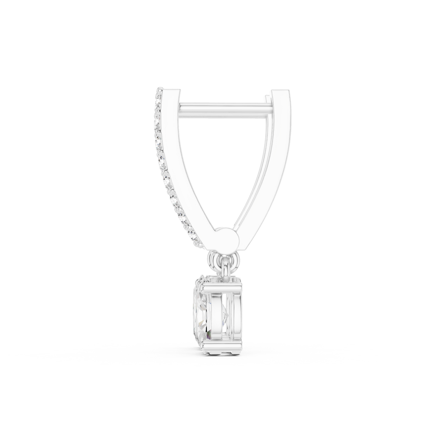 Oval Cut Drop Diamond Earrings in 925 Sterling Silver – Dangle Huggie Style - Moissanite Oval Drop Earrings for Women – Sparkling Huggie Dangles