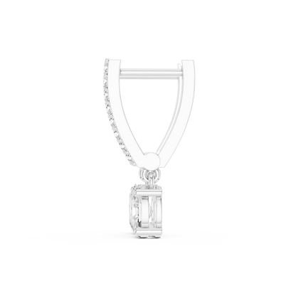 Oval Cut Drop Diamond Earrings in 925 Sterling Silver – Dangle Huggie Style - Moissanite Oval Drop Earrings for Women – Sparkling Huggie Dangles