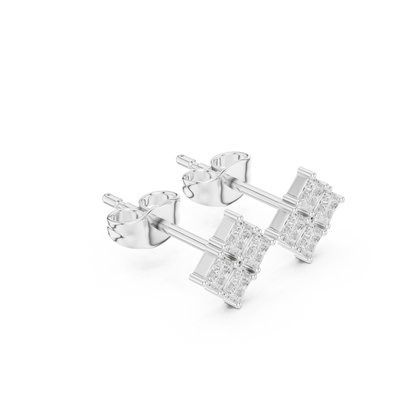 The Quadrant Studs – Princess Diamond Cluster Earrings - Ultra Luxe Princess Cut Stud Earrings – Boutique Fine Jewelry - 4 Diamond Cluster Stud Earrings – Sparkle Like Solitaire