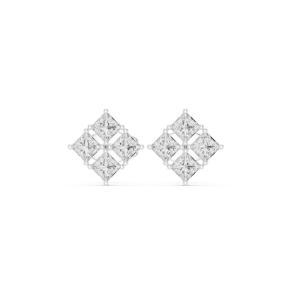 The Quadrant Studs – Princess Diamond Cluster Earrings - Ultra Luxe Princess Cut Stud Earrings – Boutique Fine Jewelry - 4 Diamond Cluster Stud Earrings – Sparkle Like Solitaire