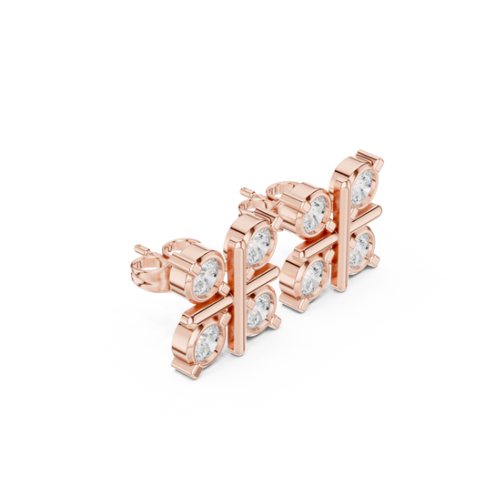 Clover Shape Diamond Stud Earrings | Premium Cluster Studs for Daily Wear | Quad Diamond Stud Earrings for Women | Elegant Bezel Cluster Clover Design