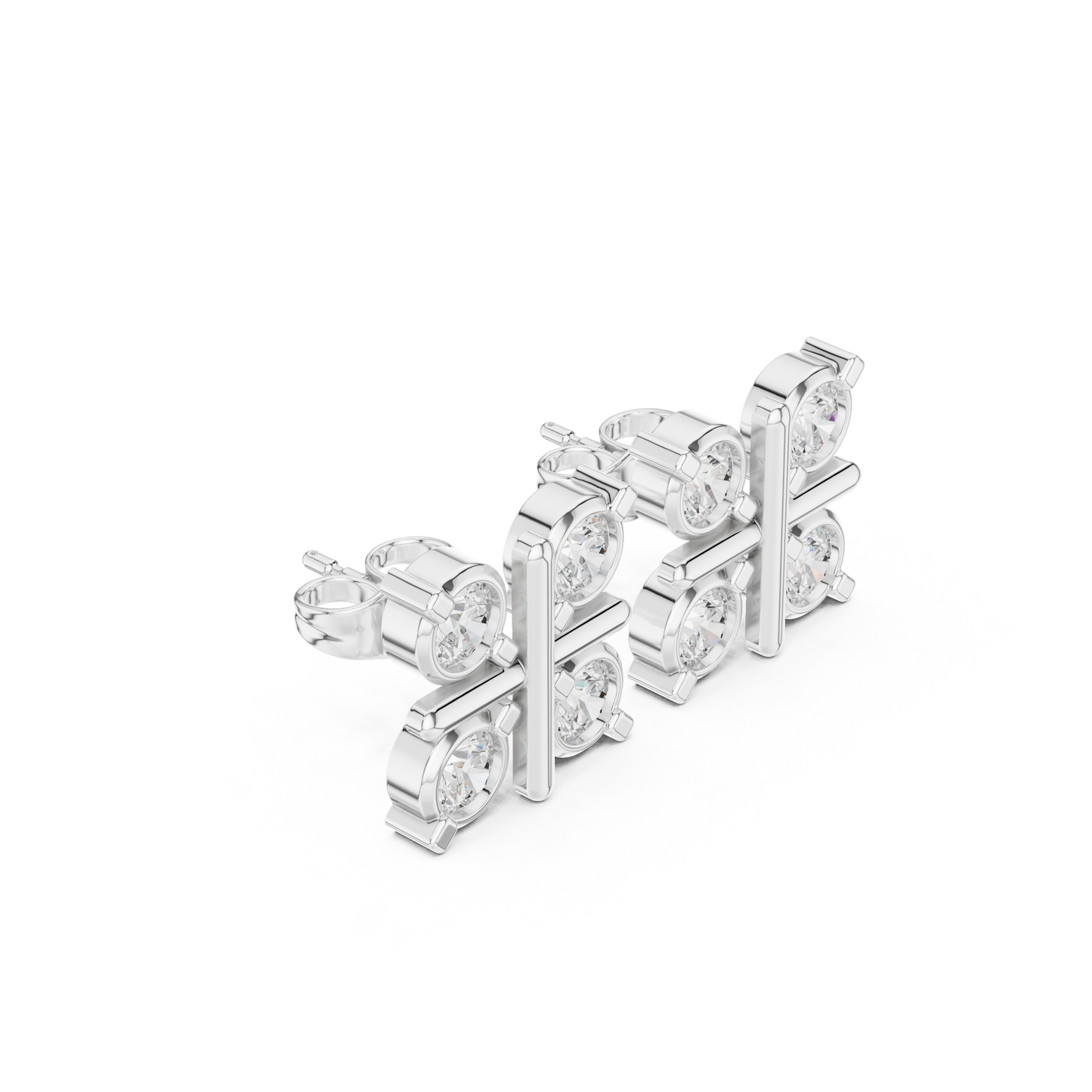 Clover Shape Diamond Stud Earrings | Premium Cluster Studs for Daily Wear | Quad Diamond Stud Earrings for Women | Elegant Bezel Cluster Clover Design