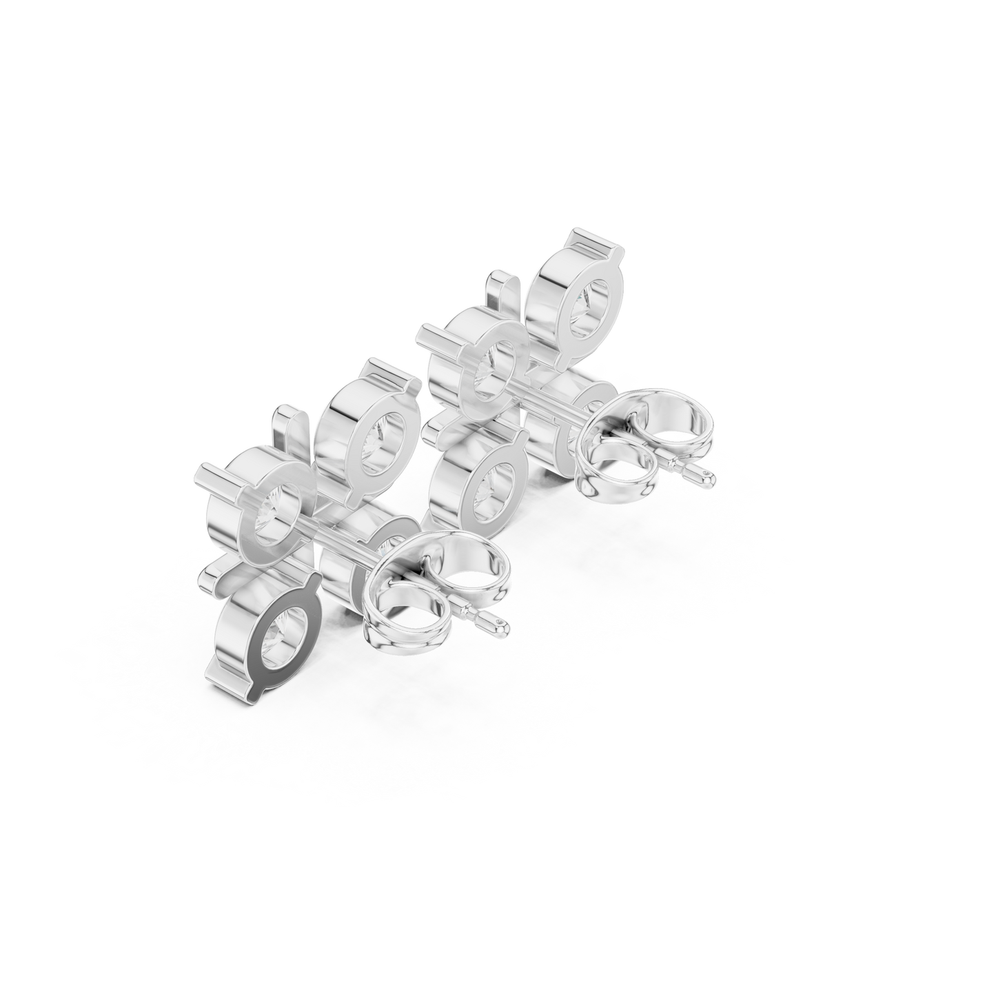 Clover Shape Diamond Stud Earrings | Premium Cluster Studs for Daily Wear | Quad Diamond Stud Earrings for Women | Elegant Bezel Cluster Clover Design