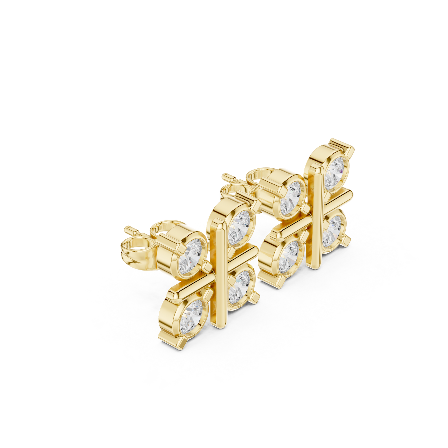 Clover Shape Diamond Stud Earrings | Premium Cluster Studs for Daily Wear | Quad Diamond Stud Earrings for Women | Elegant Bezel Cluster Clover Design