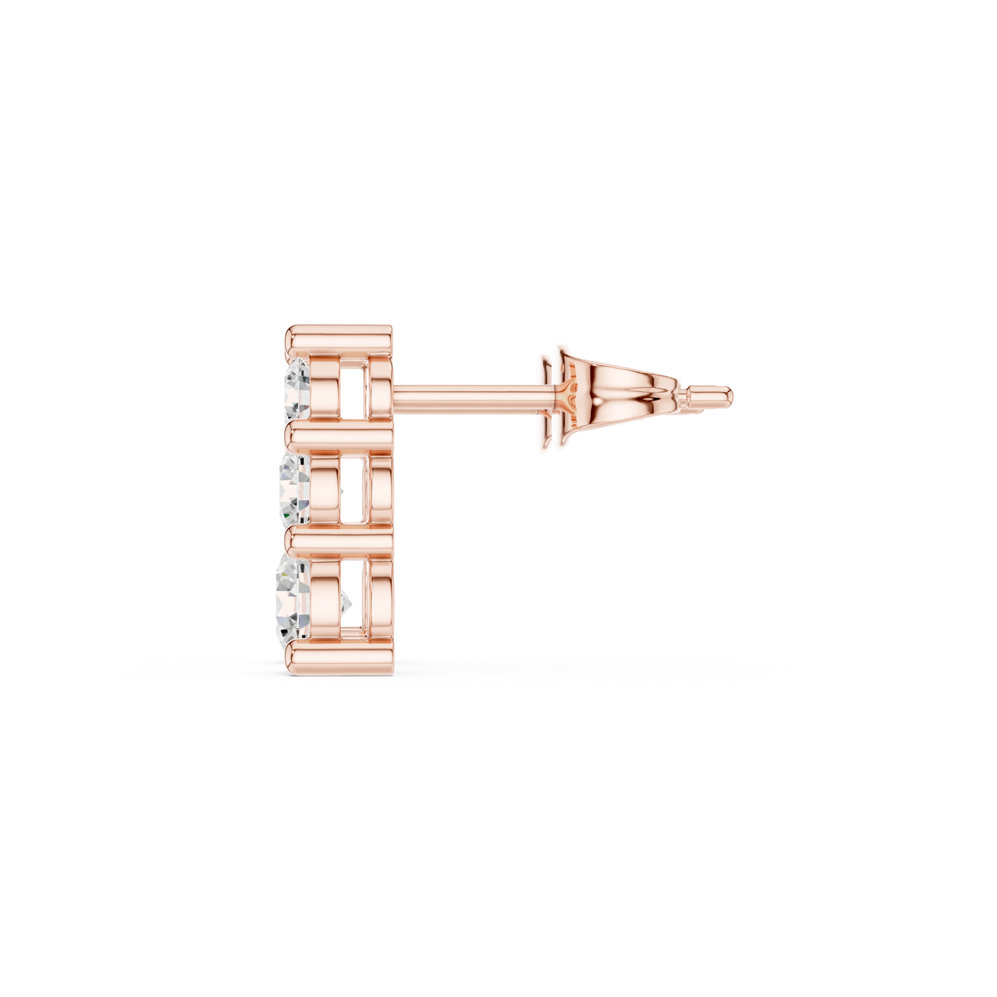 Graduated 3 Diamond Stud Earrings – Classic Luxury Look - Vertical 3 Stone Diamond Earrings – Trending Modern Design - Mini to Large Diamond Stud Earrings – Graduated 3 Stone Style