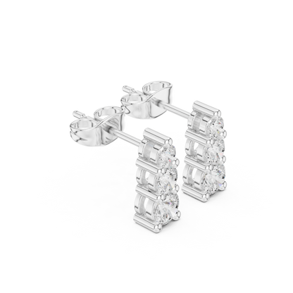 Graduated 3 Diamond Stud Earrings – Classic Luxury Look - Vertical 3 Stone Diamond Earrings – Trending Modern Design - Mini to Large Diamond Stud Earrings – Graduated 3 Stone Style