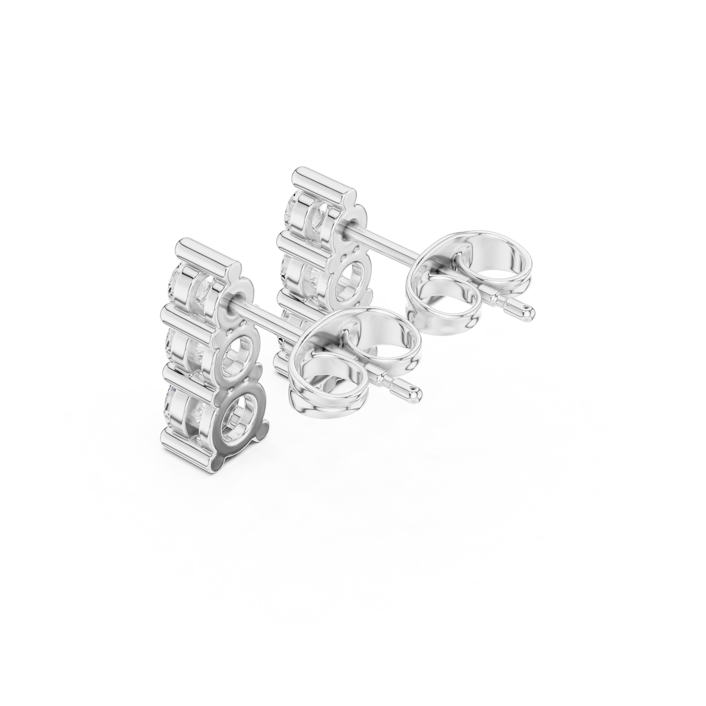 Graduated 3 Diamond Stud Earrings – Classic Luxury Look - Vertical 3 Stone Diamond Earrings – Trending Modern Design - Mini to Large Diamond Stud Earrings – Graduated 3 Stone Style