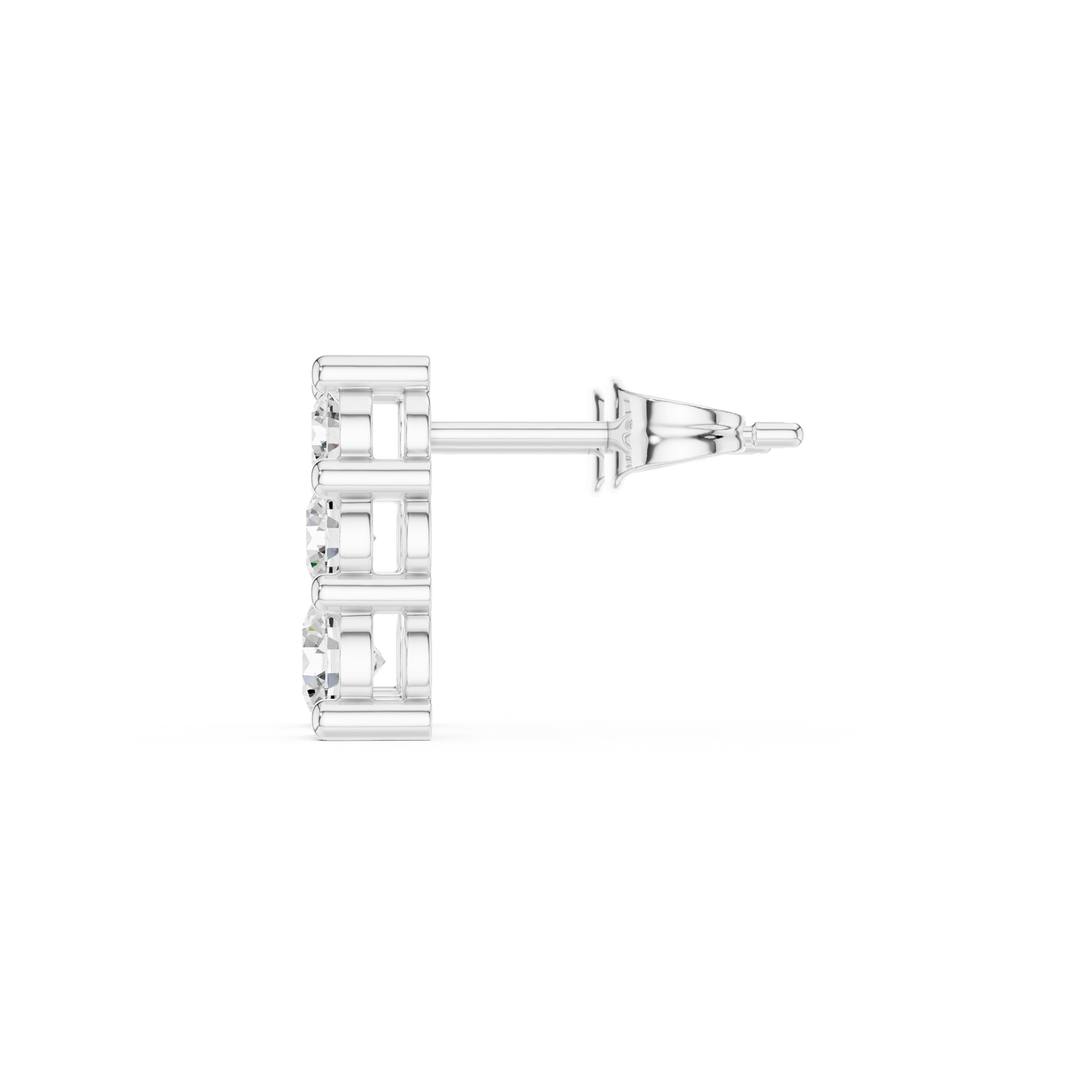 Graduated 3 Diamond Stud Earrings – Classic Luxury Look - Vertical 3 Stone Diamond Earrings – Trending Modern Design - Mini to Large Diamond Stud Earrings – Graduated 3 Stone Style