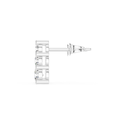 Graduated 3 Diamond Stud Earrings – Classic Luxury Look - Vertical 3 Stone Diamond Earrings – Trending Modern Design - Mini to Large Diamond Stud Earrings – Graduated 3 Stone Style