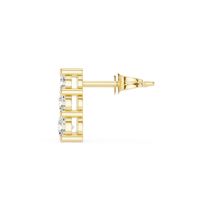 Graduated 3 Diamond Stud Earrings – Classic Luxury Look - Vertical 3 Stone Diamond Earrings – Trending Modern Design - Mini to Large Diamond Stud Earrings – Graduated 3 Stone Style