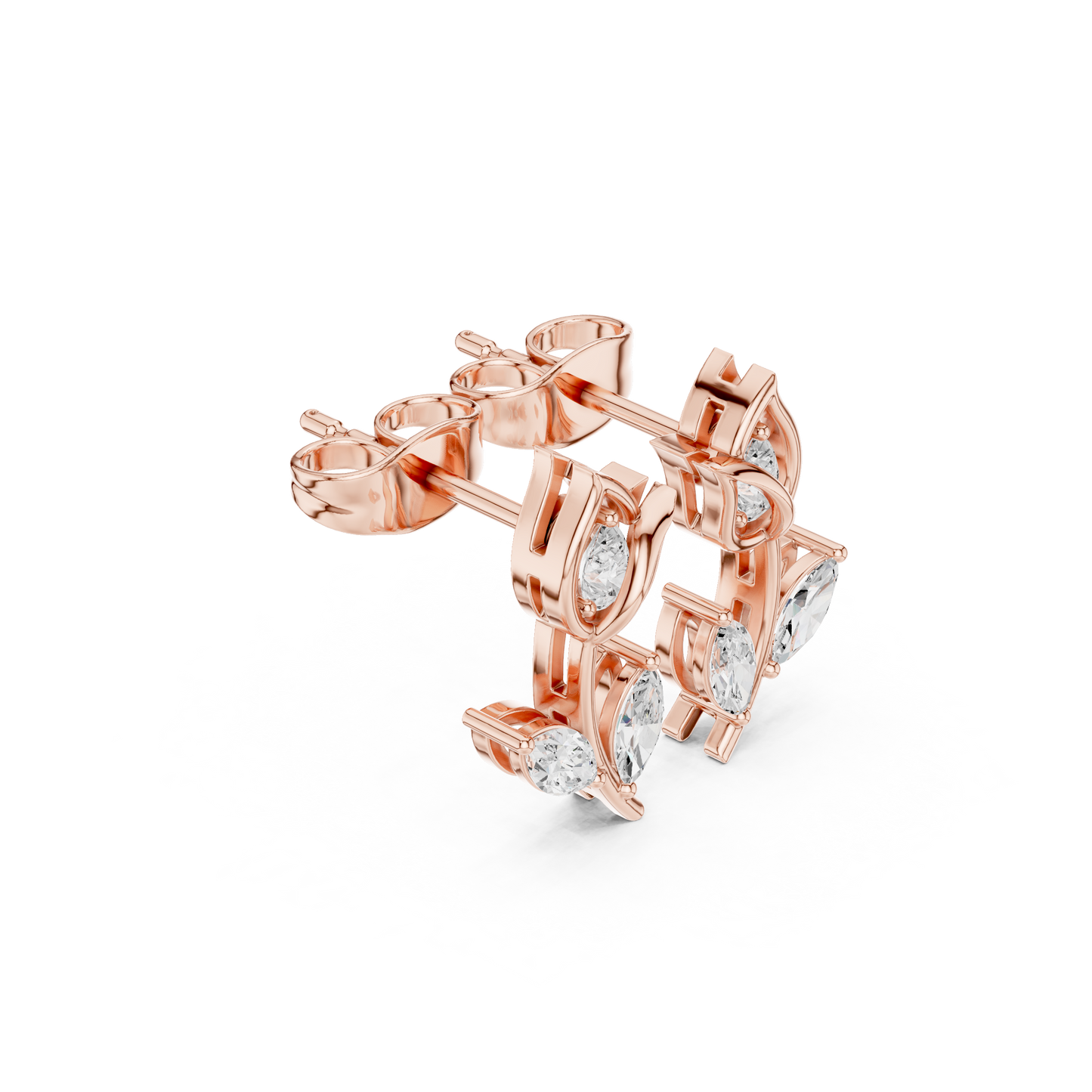 Pretty Diamond Flower Stud Earrings | Daily Wear Minimal Design |  Rare Lotus Diamond Earrings in Silver | High-End Floral Aesthetic