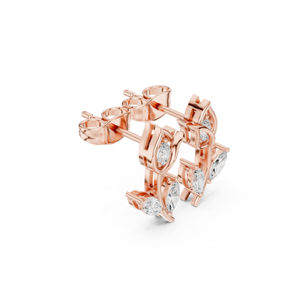 Pretty Diamond Flower Stud Earrings | Daily Wear Minimal Design |  Rare Lotus Diamond Earrings in Silver | High-End Floral Aesthetic