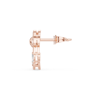 Pretty Diamond Flower Stud Earrings | Daily Wear Minimal Design |  Rare Lotus Diamond Earrings in Silver | High-End Floral Aesthetic