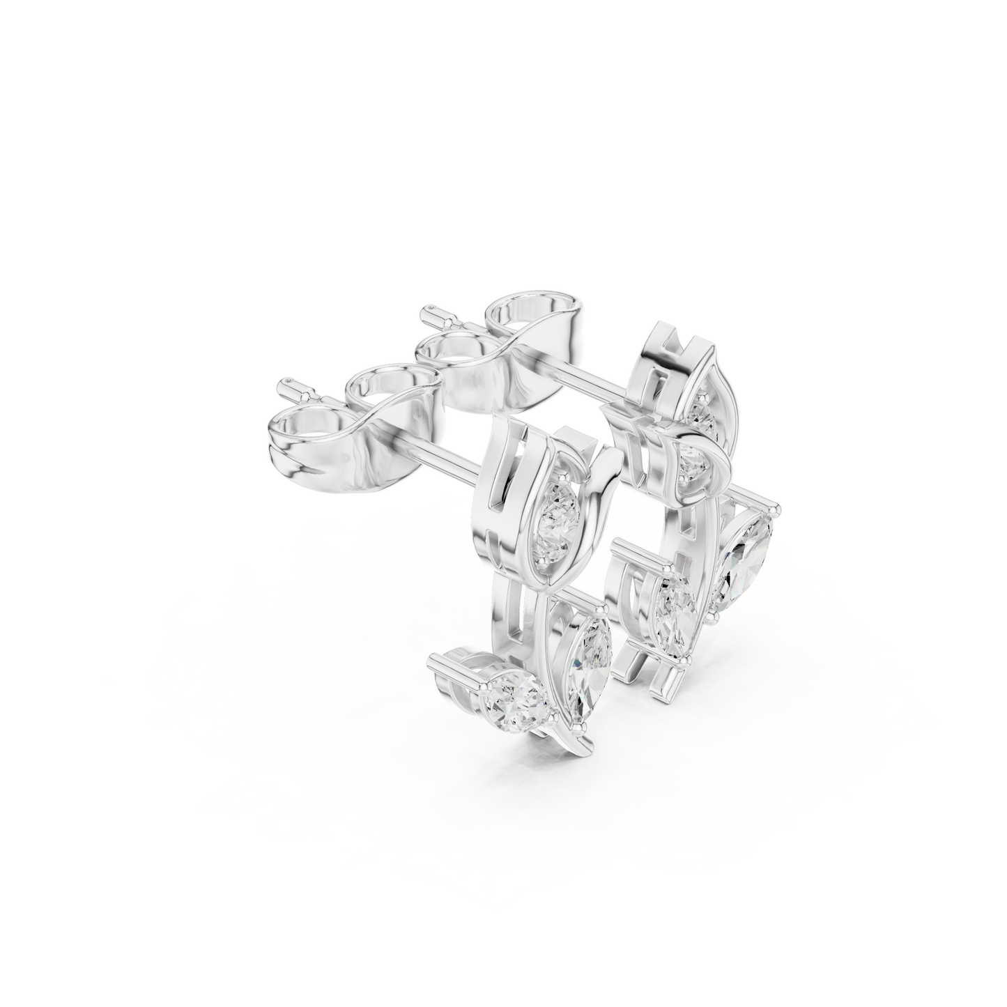 Pretty Diamond Flower Stud Earrings | Daily Wear Minimal Design |  Rare Lotus Diamond Earrings in Silver | High-End Floral Aesthetic