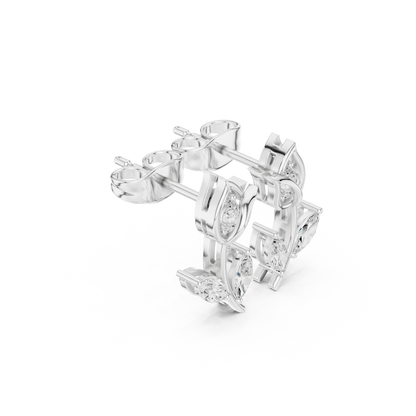 Pretty Diamond Flower Stud Earrings | Daily Wear Minimal Design |  Rare Lotus Diamond Earrings in Silver | High-End Floral Aesthetic