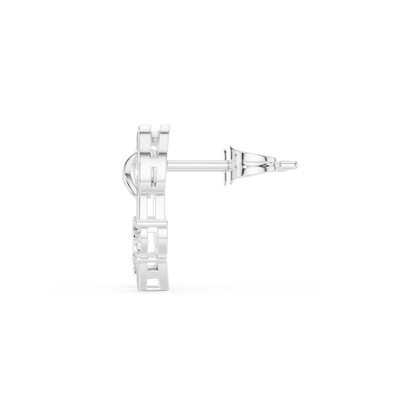 Pretty Diamond Flower Stud Earrings | Daily Wear Minimal Design |  Rare Lotus Diamond Earrings in Silver | High-End Floral Aesthetic